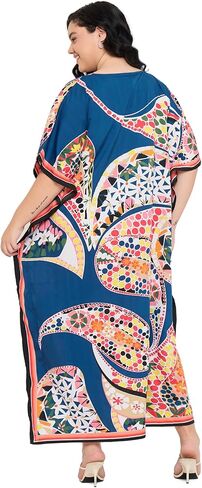 فستان قفطان نسائي مقاس كبير للسهرة ملابس سباحة لتغطية الشاطئ فساتين طويلة ماكسي برقبة على شكل حرف v Mumu لقفطان الصيف in Kuwait