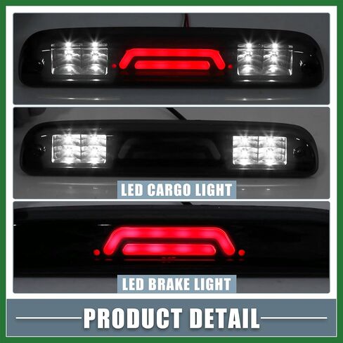 Motoforti LED الفرامل الثالثة الثالثة ارتفاع جبل وقف الضوء YC3Z13A613BA الفرامل الذيل ضوء البضائع لفورد لحارس 1993-2011 الإسكان الأسود عدسة مدخنة طويلة الأمد in Saudi Arabia