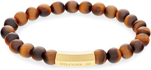 Tommy Hilfiger Men's Jewelry - Stainless Steel Onyx Bead Bracelet - Stretchy - Minimalist - Casual, Everyday Style - Gift for Him in Saudi Arabia