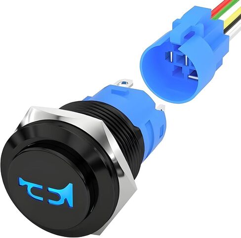 16MM Raised Speaker Horn Momentary Push Button Switch, 5/8" Mounting Hole 1NO 1NC SPDT with Pre-Wiring Switch, 12V LED Horn Switch with Stainless Steel Shell for Car (Red) in Saudi Arabia