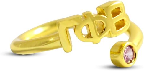 Sorority Shop Gamma Phi Beta Ring- 18k Gold-Plated Wraparound Ring with Pink Gemstone and Gamma Phi Beta Greek Letters, Sorority Jewelry Gift in Saudi Arabia