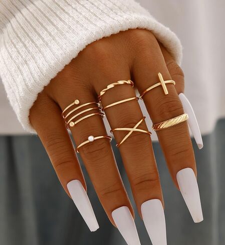 مجموعة خواتم ذهبية مكونة من 25 قطعة من if YOU للنساء، حلقات متوسطة الطول رفيعة قابلة للتكديس، مجموعة خواتم لطيفة بسيطة وهدية مجوهرات عصرية in Kuwait