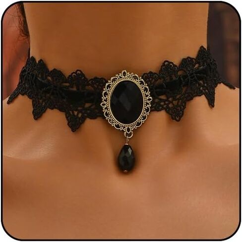 Black Choker Necklaces Gothic Clothes for Women Vintage Goth Jewelry Accessories Halloween Jewelry for Women in Kuwait