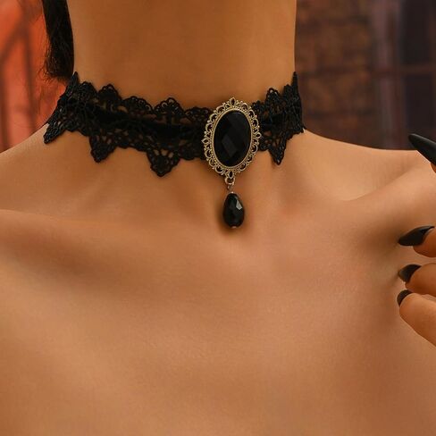 Black Choker Necklaces Gothic Clothes for Women Vintage Goth Jewelry Accessories Halloween Jewelry for Women in Kuwait