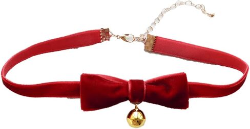 Christmas Red Velvet Choker Necklace Bell Pearl Pendant Necklace Christmas Holiday Necklace Jewelry in Saudi Arabia