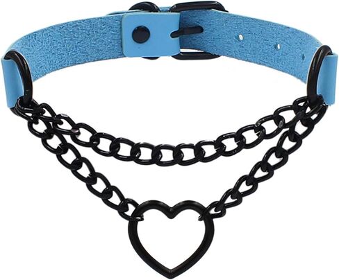 Choker Necklace for Women,Soft Love Heart Adjustable Leather PU Goth Tops Punk Collar Chain Gothic Jewelry Accessories Necklaces in Kuwait