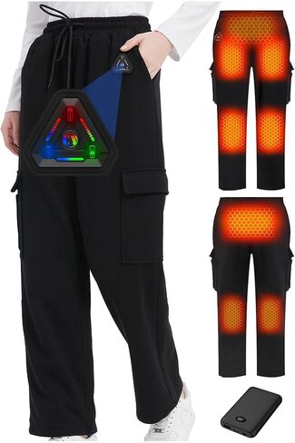Women Heated Pants, 4 IN1 Control Switch Cargo Baggy Heating Sweatpants for Womens, Upgraded 7.4V 10000mAh Battery Pack in Kuwait