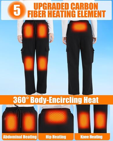 Women Heated Pants, 4 IN1 Control Switch Cargo Baggy Heating Sweatpants for Womens, Upgraded 7.4V 10000mAh Battery Pack in Kuwait