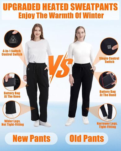 Women Heated Pants, 4 IN1 Control Switch Cargo Baggy Heating Sweatpants for Womens, Upgraded 7.4V 10000mAh Battery Pack in Kuwait