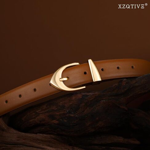 أحزمة جلدية نسائية XZQTIVE، تصميم كلاسيكي بسيط لفساتين بناطيل الجينز، حزام أسود مع إبزيم ذهبي in Kuwait
