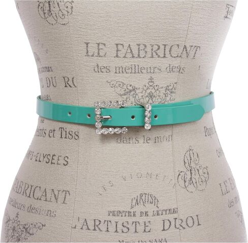 beltiscool Women's Rhinestone Skinny Patent Non Leather Dress Belt in Saudi Arabia