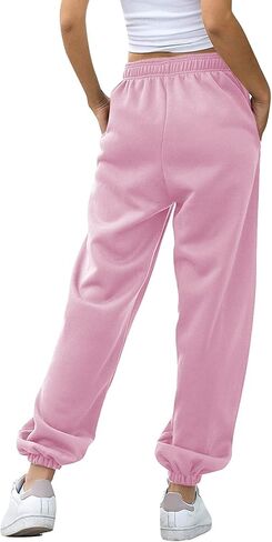 JiXiang Womens Baggy Sweatpant Joggers 2025 Cinch Bottom Casual High Waisted Pants Pocket Sport Workout Active Lounge Trouser in Saudi Arabia