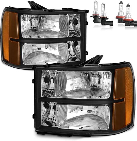 المصابيح الأمامية ث/مصابيح لـ 2007-2013 سيارة GMC موديل سييرا 1500/2007-2014 سييرا 2500 HD 3500 HD كشافات هالوجين بديلة للسائق وجانب الركاب in Kuwait