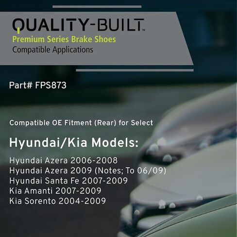 Rear Parking Brake Shoes FPS873 Compatible with Hyundai Azera 2006-2009, Hyundai Santa Fe 2007-2009, Kia Amanti 2007-2009, Kia Sorento 2004-2009 in Saudi Arabia