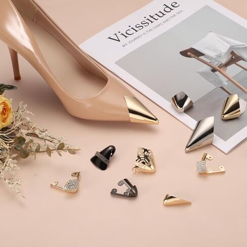 uxcell 2Pcs Metal Shoes Pointed Protector High Heel Toe Caps Cover Durable Shoe Tip Cover Pointed Shoe Head Tips Cap for Shoe Protection Repair, Dress Shoe Protection (Gold, 32mm) in Kuwait