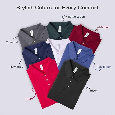 Cotton King Polo Shirts for Men - Mens Polo Shirts Short Sleeve Button Up - Regulat Fit, Pique Summer Tshirt - S to 3XL in Saudi Arabia