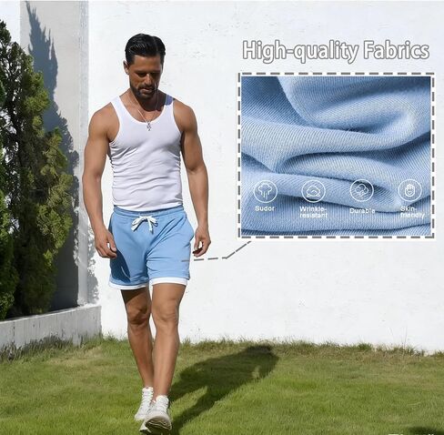 Men Cotton 5.5 Inch Sweat Shorts Elastic Waist Casual Workout with Pockets in Saudi Arabia