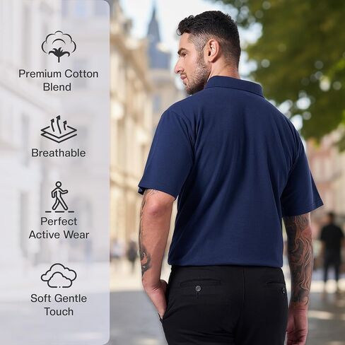 Cotton King Polo Shirts for Men - Mens Polo Shirts Short Sleeve Button Up - Regulat Fit, Pique Summer Tshirt - S to 3XL in Saudi Arabia