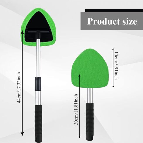Windshield Cleaning Tool, Car Window Cleaner, Windshield Cleaner with 4 Washable Reusable Microfiber Pads and Extendable Handle, Auto Glass Wiper Cleaning Kit Universal for Car (Green) in Saudi Arabia