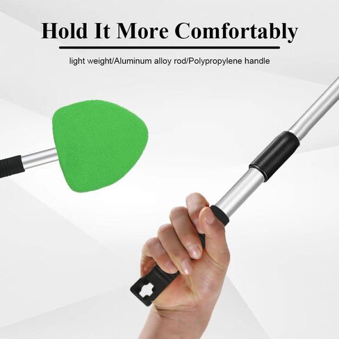 Windshield Cleaning Tool, Car Window Cleaner, Windshield Cleaner with 4 Washable Reusable Microfiber Pads and Extendable Handle, Auto Glass Wiper Cleaning Kit Universal for Car (Green) in Saudi Arabia