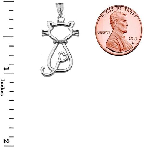 Animal Kingdom Unique Sterling Silver Openwork Backwards Cat Charm Pendant in Saudi Arabia