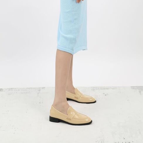 NUMALEO Women's Loafers Penny Loafers & Slip-ons Flats Closed Round Toe Low Heel Shoes 1 Inch Patent Fashion Casual Shoes Comfortable Work Office Flats Dressy Shoes in Saudi Arabia