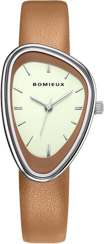 Creative Irregular Watches for Women, Stylish Vintage Analog Quartz Ladies Watches with Leather Strap, Simple Dial, Second Hand, Casual Wrist Watch in Kuwait