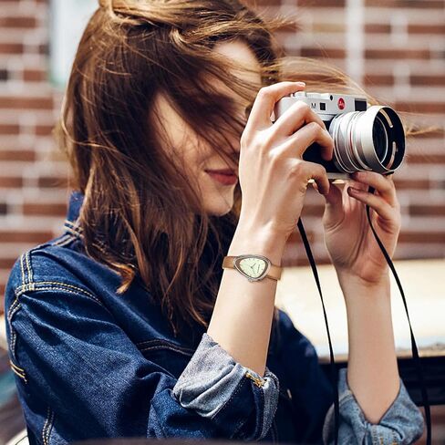 Creative Irregular Watches for Women, Stylish Vintage Analog Quartz Ladies Watches with Leather Strap, Simple Dial, Second Hand, Casual Wrist Watch in Kuwait