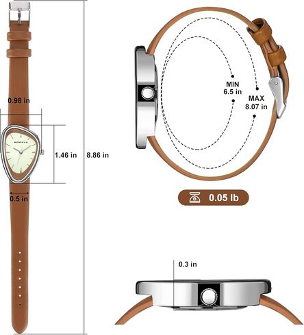 Creative Irregular Watches for Women, Stylish Vintage Analog Quartz Ladies Watches with Leather Strap, Simple Dial, Second Hand, Casual Wrist Watch in Kuwait