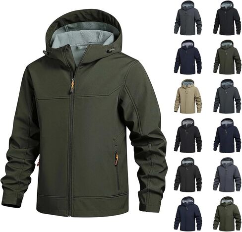 JiXiang Windbreaker Jackets for Men Tactical Softshell Fleece Lined Lightweight Coat with Hood Zipper Outdoor Hiking Jackets in Saudi Arabia