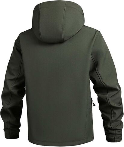 JiXiang Windbreaker Jackets for Men Tactical Softshell Fleece Lined Lightweight Coat with Hood Zipper Outdoor Hiking Jackets in Saudi Arabia