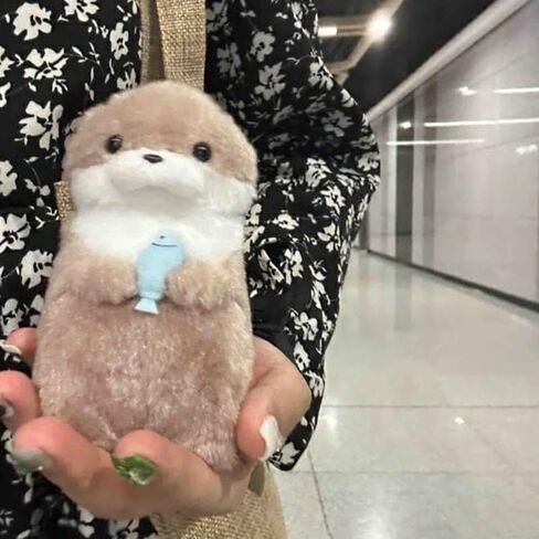 كارتون لطيف ثعالب الماء أفخم دمية مع سلسلة الإبداعية Kawaii Keyrings معلقة قلادة مجوهرات حقيبة المحفظة السحر in Saudi Arabia