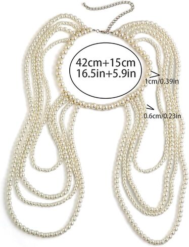 Multi-layer Pearl Tassel Shoulder Chain Necklace for Women Layered Beaded Shoulder Body Chain Jewelry Festival Rave Pearl Tassel Arm Chain Jewelry in Saudi Arabia