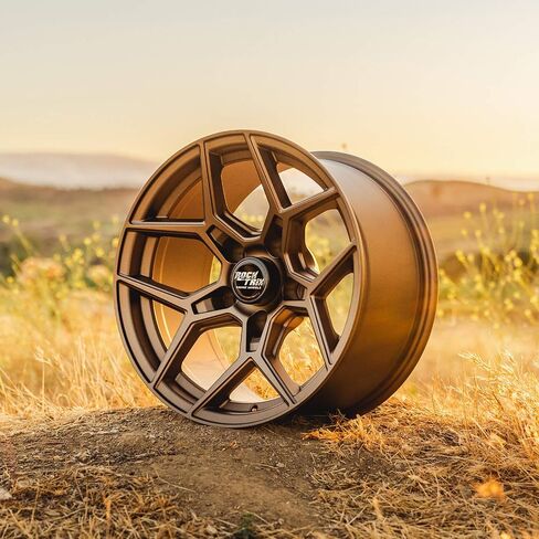 عجلات RockTrix RT105 مقاس 17 بوصة متوافقة مع عجلات Jeep Wrangler JK JL 17x9 5x5 (+12 مم إزاحة) مساحة خلفية 5.5 بوصة، 5x5 PCD، تجويف 71.5 مم، أسود، تناسب أيضًا Gladiator Commander Grand Cherokee (مجموعة من 4) in Saudi Arabia