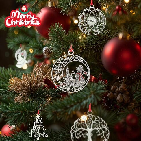 Christmas Ornaments 2025, Solid Pewter Christmas Tree Ornaments Handcrafted Pewter Xmas Pendants Decoration DIY Festive Home Hanging Ornaments for Christmas Trees Winter Decor in Saudi Arabia