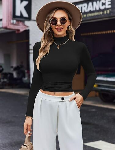 Ekouaer Women's Turtleneck Shirts Long Sleeve Soft Lightweight Fitted Mock Thermal Base Layer Tops in Saudi Arabia