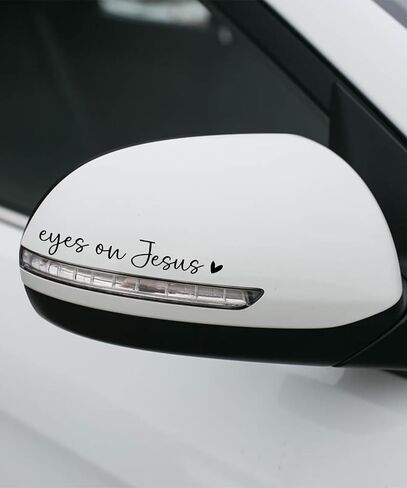 2PCS Car Stickers,Christian Car Decals,Jesus Stickers for Cars,Car Accessories Rearview Mirror Decal,Vinyl Tumbler Affirmation Reminder Faith Religious Sticker,Fit for Most Cars (Black) in Saudi Arabia