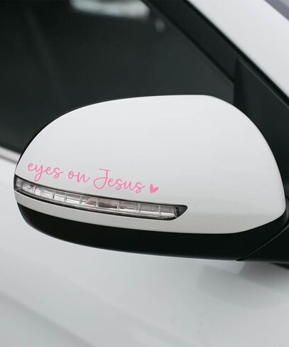 2PCS Car Stickers,Christian Car Decals,Jesus Stickers for Cars,Car Accessories Rearview Mirror Decal,Vinyl Tumbler Affirmation Reminder Faith Religious Sticker,Fit for Most Cars (Black) in Saudi Arabia