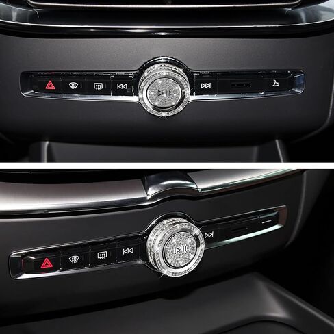 غطاء مقبض ضبط حجم السيارة من TOMALL متوافق مع فولفو XC90/S90/V90 2015-2025/XC60 2018-2025/S60/V60 2020-2025/XC40 2020-2025 وحدة التحكم المركزية غطاء زر الصوت غطاء حلقة ملحقات السيارة الماسية in Saudi Arabia