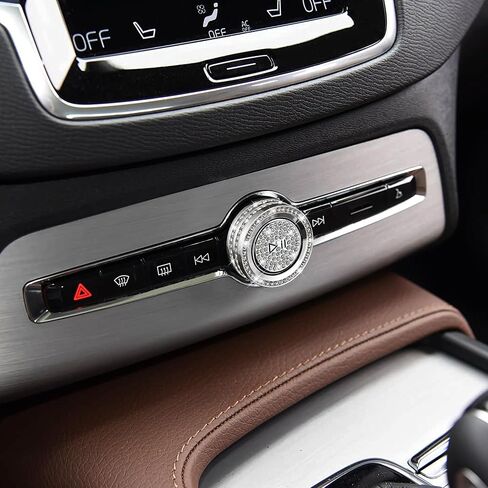 غطاء مقبض ضبط حجم السيارة من TOMALL متوافق مع فولفو XC90/S90/V90 2015-2025/XC60 2018-2025/S60/V60 2020-2025/XC40 2020-2025 وحدة التحكم المركزية غطاء زر الصوت غطاء حلقة ملحقات السيارة الماسية in Saudi Arabia