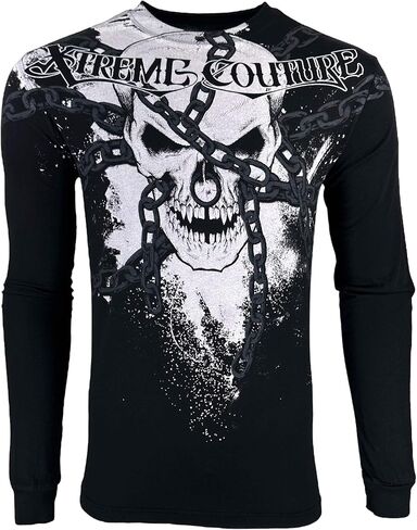 تي شيرت Xtreme Couture من Affliction للرجال بأكمام طويلة وسلسلة in Saudi Arabia