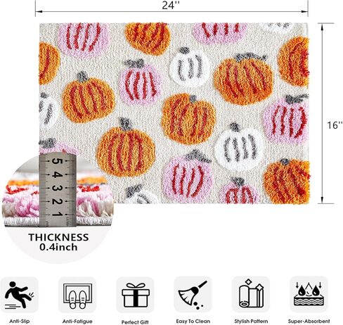 Cute Pumpkins Bathroom Rugs Non Slip Washable, Boho Fall Autumn Bath Mat Rug Shaggy Absorbent, 2x3 Rustic Farmhouse Country Fall Area Rugs for Bathroom Kitchen Entryway Fall Aesthetic Decor in Kuwait