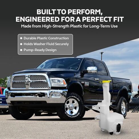 FITRITE AUTO PARTS New Windshield Washer Reservoir Assembly For 2010-2013 RAM 2500, 3500 Pickup, For 6.7l Diesel, With Pump, Cap and Sensor CH1288199 5182304AG in Saudi Arabia