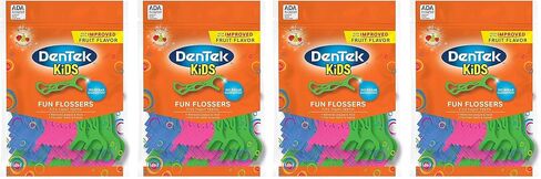 DenTek Kids Fun Flossers Wild Fruit | 75 قطعة من خيط تنظيف الأسنان | 2 حزمة in Kuwait