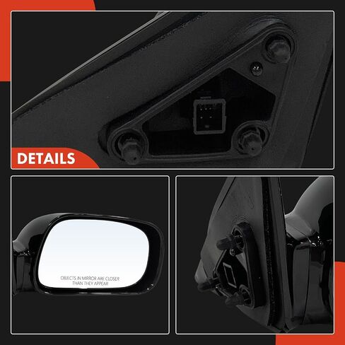 A-Premium Passenger Side Power Door Mirror - Compatible with Toyota Camry 2002 2003 2004 2005 2006 - Heated, Non-Folding, Black Outside Rear View Mirror - Replace# 87910AA905 in Saudi Arabia