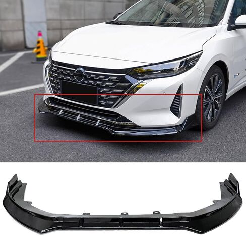 يناسب 2024+ نيسان سنترا Gloss Black V Style المصد الأمامي طقم مقسم الشفاه 3PCS ABS in Saudi Arabia