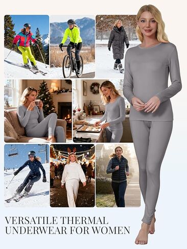 VZV Thermal Underwear for Women, Long Johns for Women Thermal Sets Fleece Lined Base Layer Women Thermals Top and Bottom Set in Kuwait
