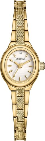 ساعة CHEETAH النسائية الذهبية الأنيقة مع سوار كلاسيكي كلاسيكي، هيكل بيضاوي وقرص بسيط، هدية لها in Saudi Arabia