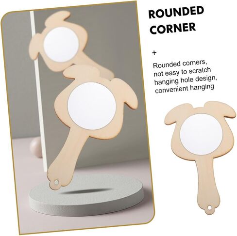 5pcs Unfinished Wooden Handheld Mirrors for Boys and Girls DIY Crafting for Painting and Decorating Art Supplies for Boy Girl Creative Play in Saudi Arabia