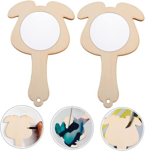 5pcs Unfinished Wooden Handheld Mirrors for Boys and Girls DIY Crafting for Painting and Decorating Art Supplies for Boy Girl Creative Play in Saudi Arabia